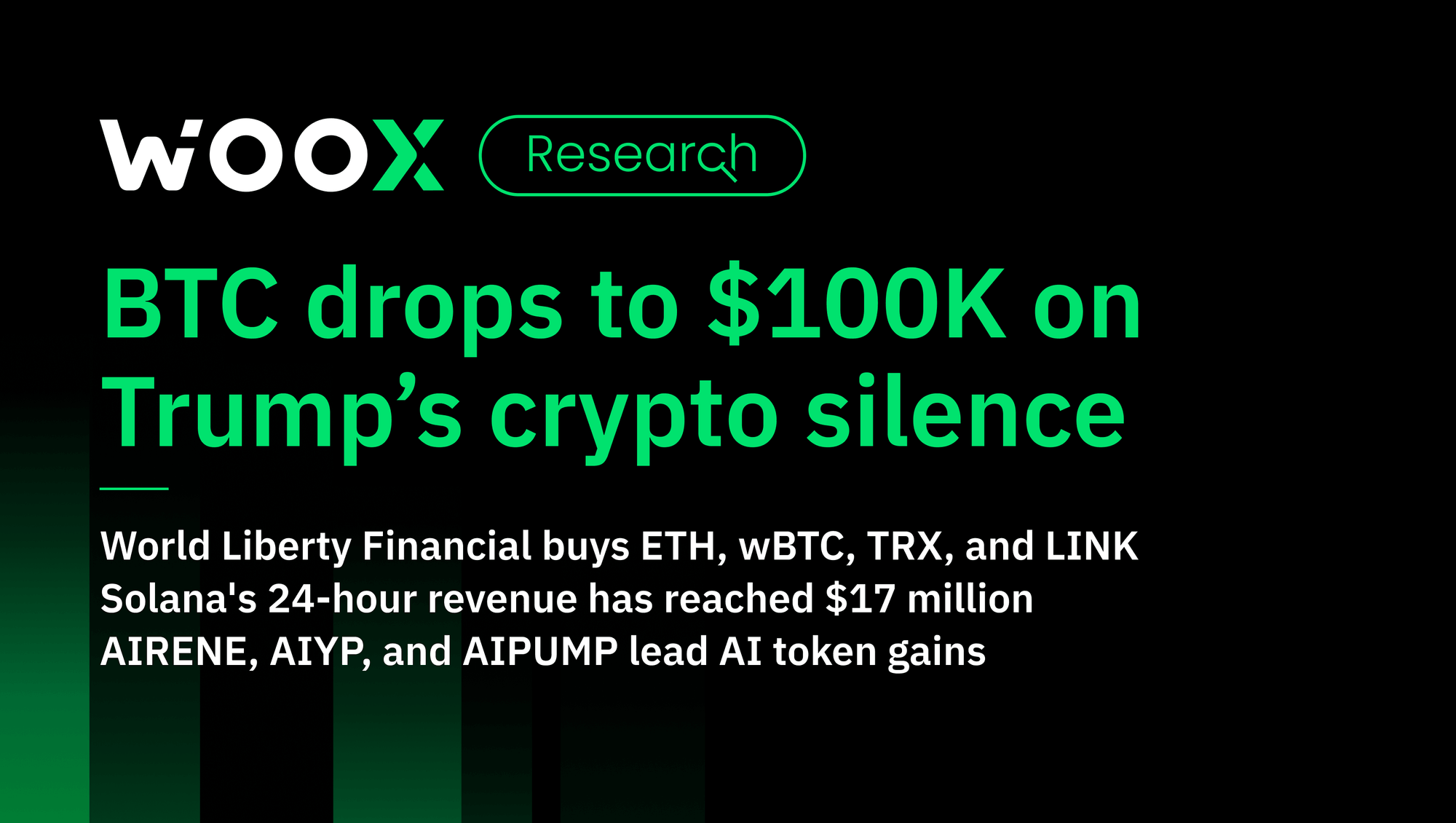 BTC drops to $100K on Trump’s crypto silence